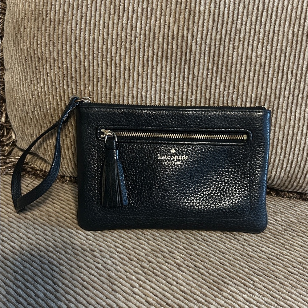 Kate Spade Black Pebbled Leather Wristlet